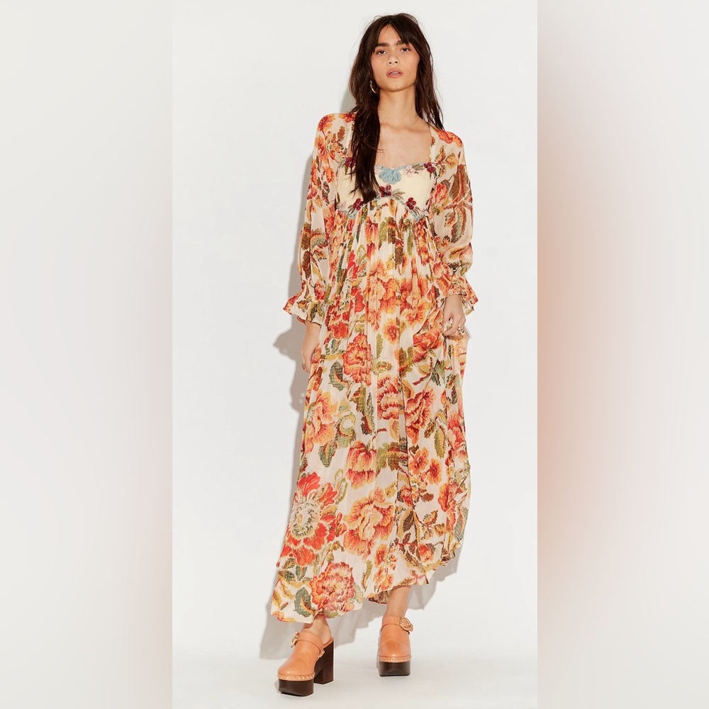 NWT free people timeless tapestry maxi dress S
